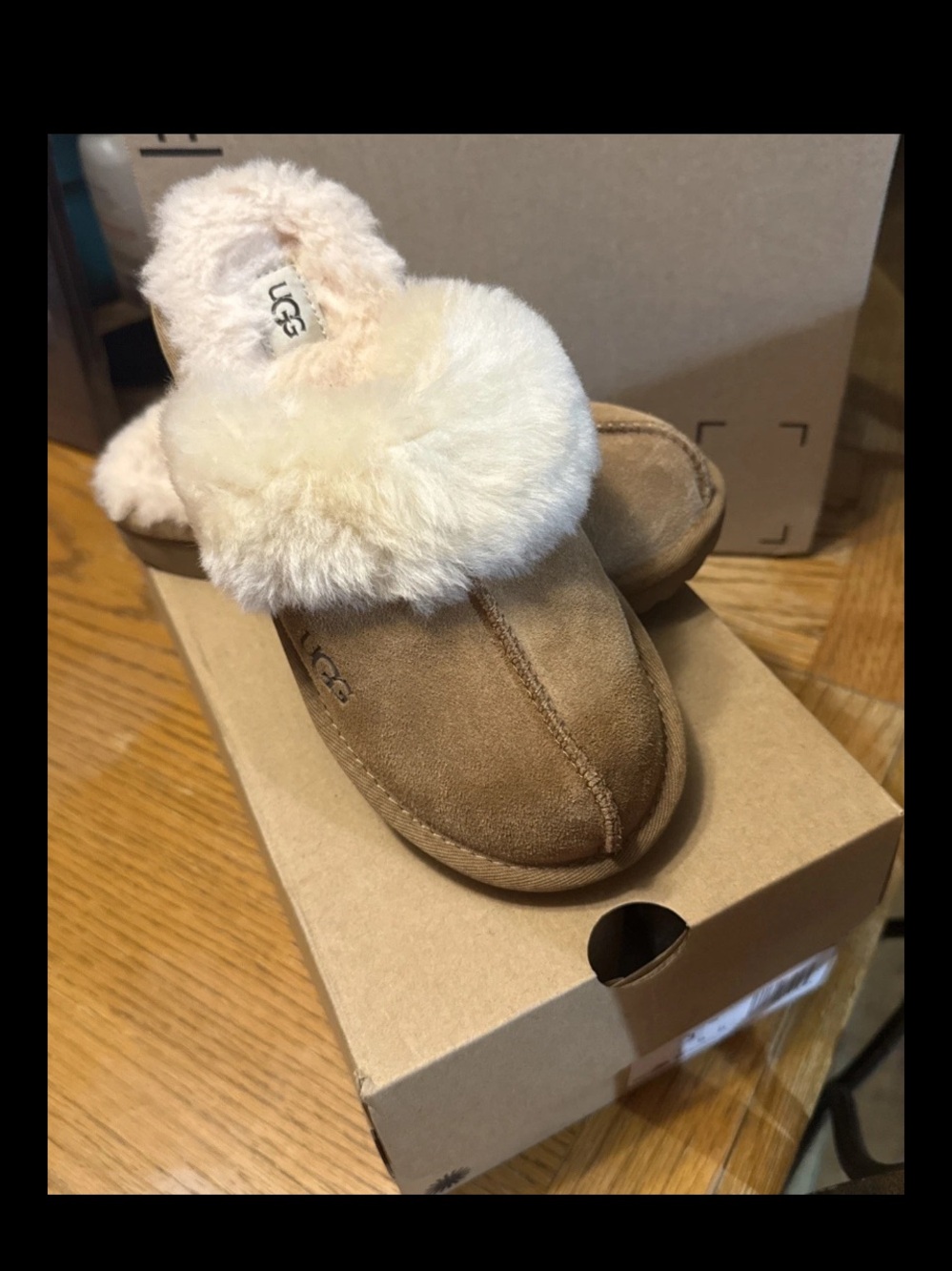 UGG Chestnut Suede Shearling-Lined Mule Slippers